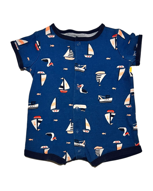 0-3M Baby Boy Blue Carters Sailboat Bubble Romper