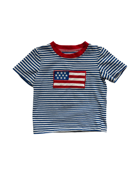 12M-18M XS Baby Boy Embroidered American Flag Shirt Top