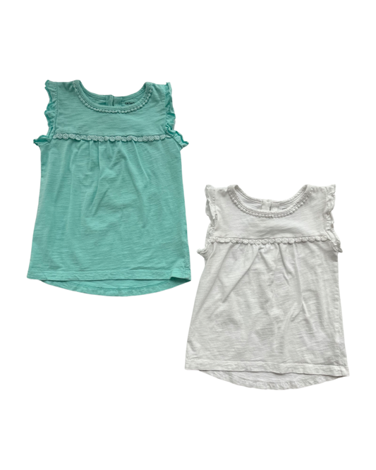 4T Toddler Girl Carters White & Aqua Tank Tops