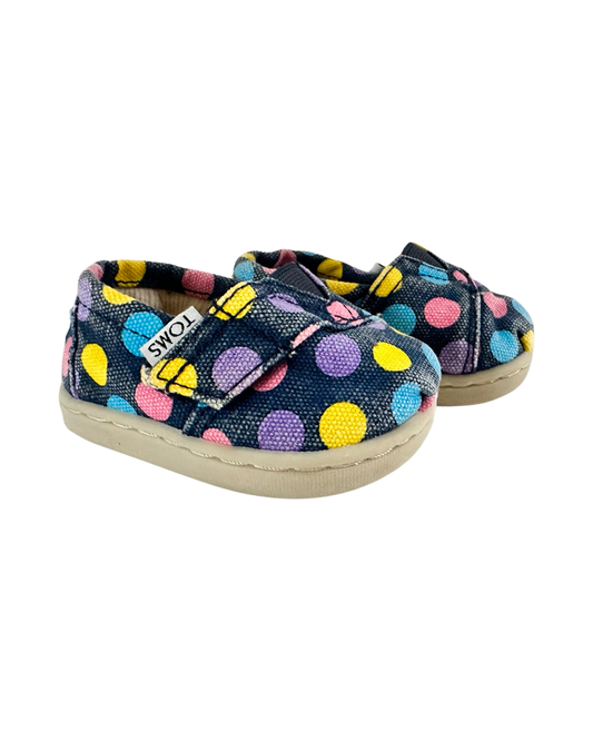 2C Baby Girl Navy Polka Dot Canvas Toms Shoes